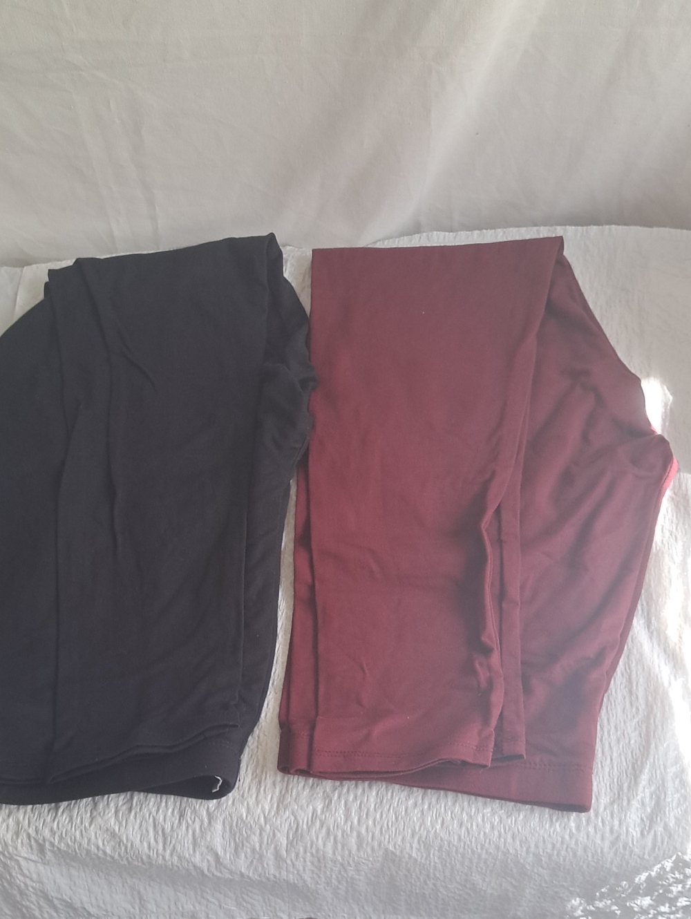 Two Pair Of Women’s Leggings - Black and Burgundy